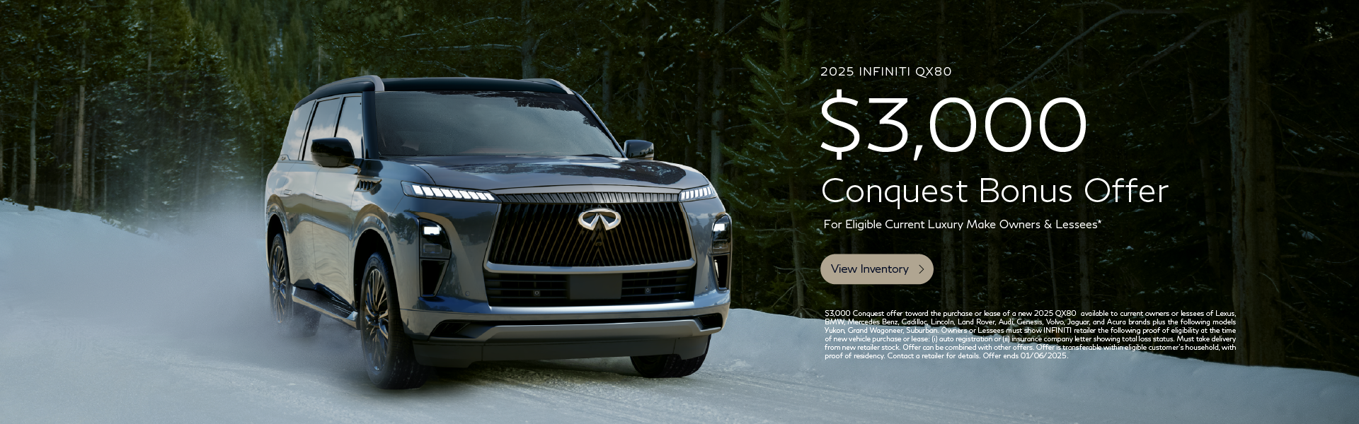 2025 QX80 $3000 Conquest Bonus Offer